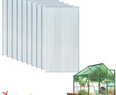 14 Pcs Polycarbonate Greenhouse Panels, 4mm | 10.25m | Double Wall Panels |121x60.5cm | Twin-Wall Panels, Polycarbonate Sheet for All Weather Outdoor Garden and Greenhouse Covering