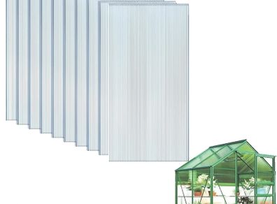 14 Pcs Polycarbonate Greenhouse Panels, 4mm | 10.25m | Double Wall Panels |121x60.5cm | Twin-Wall Panels, Polycarbonate Sheet for All Weather Outdoor Garden and Greenhouse Covering
