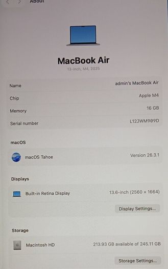 Apple Macbook Air M4 13 Inch 2025 256gb Ssd 16gb Ram 10c Cpu 8c Gpu - Silver