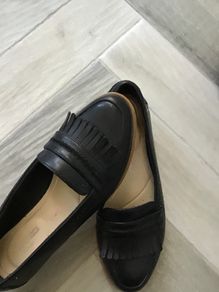 Pair Of Flat Black Clarks Shoes Size 6