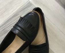 Pair Of Flat Black Clarks Shoes Size 6