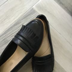 Pair Of Flat Black Clarks Shoes Size 6