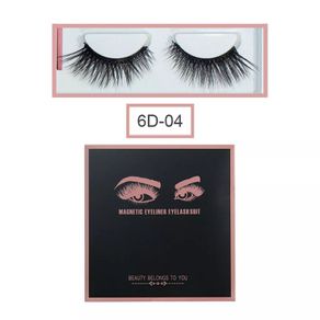 Magnetic Eyelashes with Magnetic Eyeliner and Tweezer - 3 Pair Set - Long Lashes - Size 6D-04