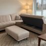 Corner sofa bed with storage underneath in stock Image 3
