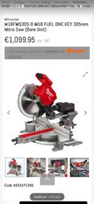 Milwaukee chopsaw 305mm and stand