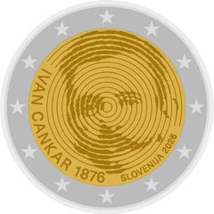 Slovenia 2 Euro Commemorative Coin 2026 - 150th Anniversary of the Birth of Ivan Cankar. UNCIRCULATED.