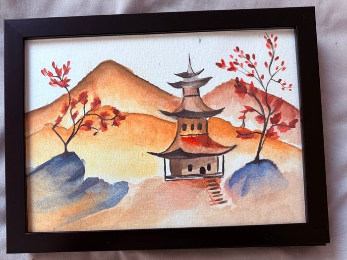 Watercolour original painting- House on the Hill
