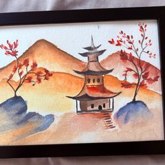Watercolour original painting- House on the Hill