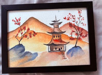 Watercolour original painting- House on the Hill