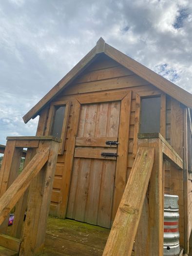 Playhouse with slide climbing frame stairs etc