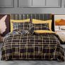 MULTIPLE SIZES AVAILABLE Double Duvet Set Black & Gold Doublesided Bedding Set 3 PCS With Pillowcases Ultra Soft Anti Allergic Non Iron Luxury Microfiber (Black, Double (200 x 200 cm)) Image 3