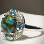 Sterling silver 925 ring with Sierra Nevada Turquoise, Swiss Blue Topaz and Natural Zircon (Sz:S) Image 10