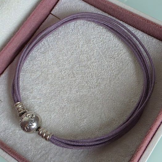 Pandora multi,strand purple/lilac cord bracelet size 19.5cm very good condition