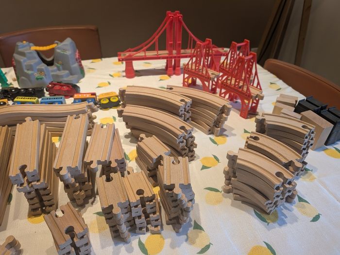 200-piece BRIO wooden train track and trains set