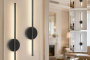 Black Rechargeable Wall Lights with Remote Control - 60CM Modern Battery Operated Wall Lights Indoor for Living Room Bedroom - 3 Color Temperatures Wireless Wall Sconces 2 PackBlack Rechargeable Wall Lights with Remote Control - 60CM Modern Battery Operat
