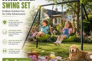 Double Garden Swing Set for Children Outdoor Metal Swing Frame