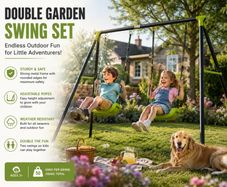 Double Garden Swing Set for Children Outdoor Metal Swing Frame