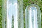 Vintage Handmade Clear Circular Glass Display Cloche Bell Dome With Black Base (dimensions visible in the photos) 50 each