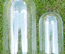 Vintage Handmade Clear Circular Glass Display Cloche Bell Dome With Black Base (dimensions visible in the photos) 50 each