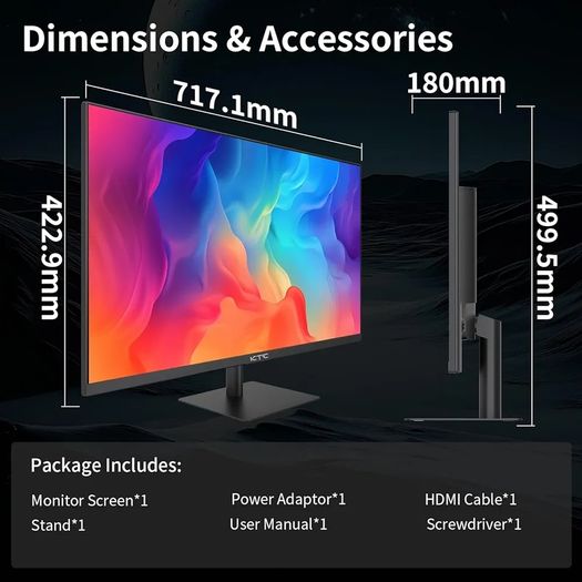 KTC Flat 32 Inch Monitor, QHD 1440P 2K 120Hz (OC) IPS Large Computer Monitor, Ultra Thin Bezels, Anti-Blue Light, HDR10, 103% sRGB, 86% DCI-P3, 350 Nits, 3ms MPRT,