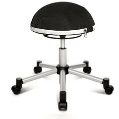 Sitness Half Ball Fitness Stool, Work Stool, Roller Stool, Three Dimensional Movable Seat, Fabric Cover, Black