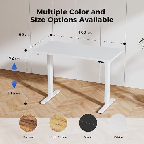 Electric Standing Desk, 100 x 60 cm Height Adjustable Sit Stand Desk with Splice Board and Memory Smart Pannel, Home Office Desk, White