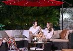Parasol with LED solar lighting beige  FREE DELIVERY