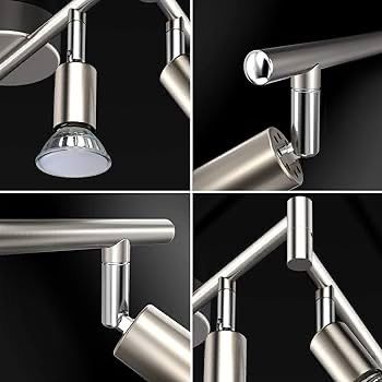 NEW SALE | LED Ceiling Light Rotatable, 6 Way LED Ceiling Spotlight, Matt Nickel & Swivelling Design, Including 6 X 4W GU10 LED Bulbs (450LM, Cool White 6000K),for Kitchen, Living Room, Bedroom