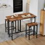 Breakfast Bar Table with 2 Bar Stools, 100 cm Folding Dining Table with 2 Stools, Dining Table Set, Industrial Steel Frame, for Restaurant, Living Room, Pub, Rustic Brown and Black Image 4