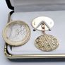 Vintage 9ct Yellow Gold Engine Turned Gents Cufflinks Image 7