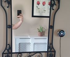 black iron mirrors and table