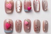 50pcs 3D Pastel Strawberry Nail Art Charms - Cute Fruit Decor