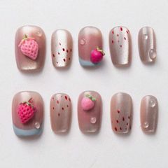 50pcs 3D Pastel Strawberry Nail Art Charms - Cute Fruit Decor