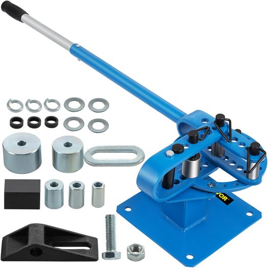 Manual Bender YP-9 Soild Round Square Bar Metal Bender with 7 Bending Dies, Metal Rod Bar Bender Bending Tool for Construction Site Auto Repair