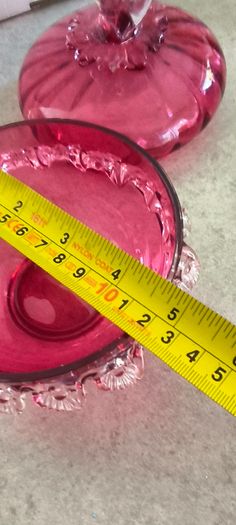 Antique Art Glass Cranberry Red Ruffled Lidded Candy Dish