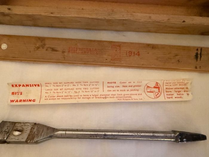 Antique 1914 Expansive bit for boring wood, with 2 cutters