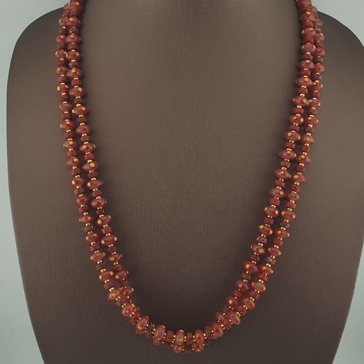 Vintage Venetian Style Tire Shape Eyes Glass Beads Necklace