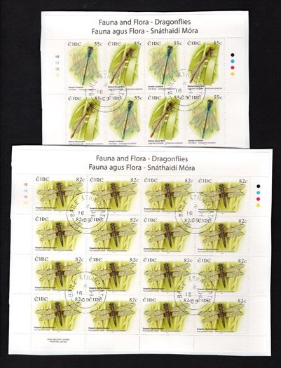 2009 Ireland Flora & Fauna: Dragonflies Commemorative Stamp Sheetlet Plate 1B1B1B1B Fine CDS Used with Dublin cancel of 16th December 2009 (First day of issue)