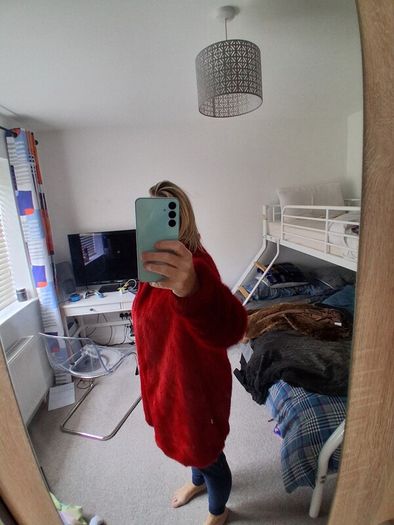 faux fur coat red