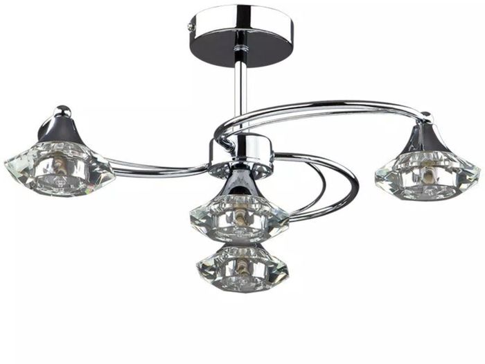 Brand new chrome 4 light ceiling lamp +bulbs RRP 105 euro