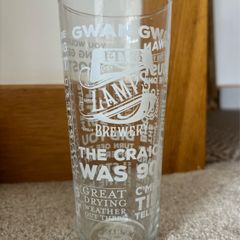 collectible pint glass from the Five Lamps Dublin Brewery