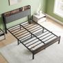Double Bed Frames with Storage Headboard,Heavy Duty Metal Upholstered Platform Bed Frame Double Bed,Mattress Foundation Image 7