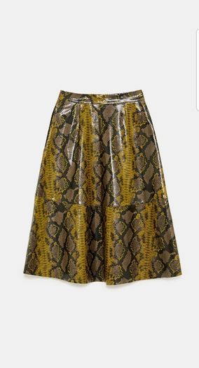 ZARA  shiny SNAKESKIN print skirt bloggers favourite