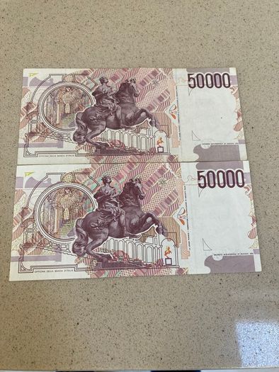 Italian 50,000 Lire Notes Bernini 2 series