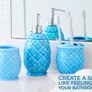 Bathroom Designer 4-Piece Ceramic Bath Accessory Set - Includes Liquid Soap or Lotion Dispenser w/Toothbrush Holder, Tumbler, Soap Dish - Moroccan Trellis - Bath Accessories Set - Holds 461ml Image 2