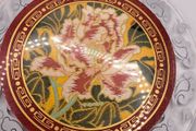Vintage Chinese fabric in a glass plate