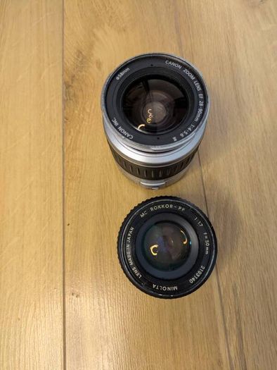 Canon EF 28-90mm Zoom + Minolta Rokkor 50mm  Vintage Lens Bundle