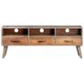 TV Cabinet Grey 130x35x51 cm Solid Rough Mango Wood Image 4