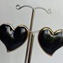 Gold Heart Black Enamel Earrings Image 5