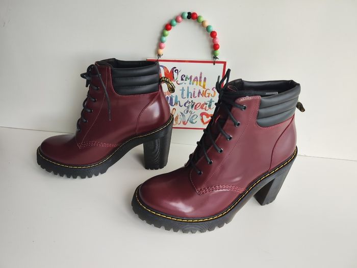 Dr Martens Persephone cherry red chunky heel platform boots UK8 EU42 US10